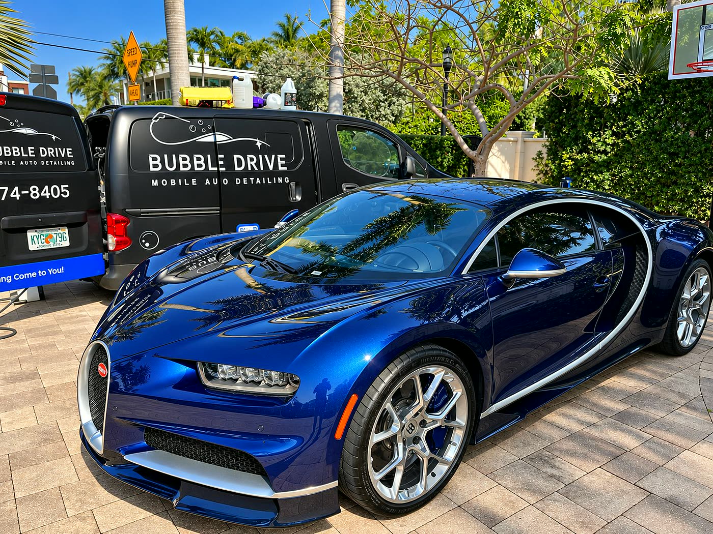 Bugatti Chiron front after full exterior detail with deep gloss