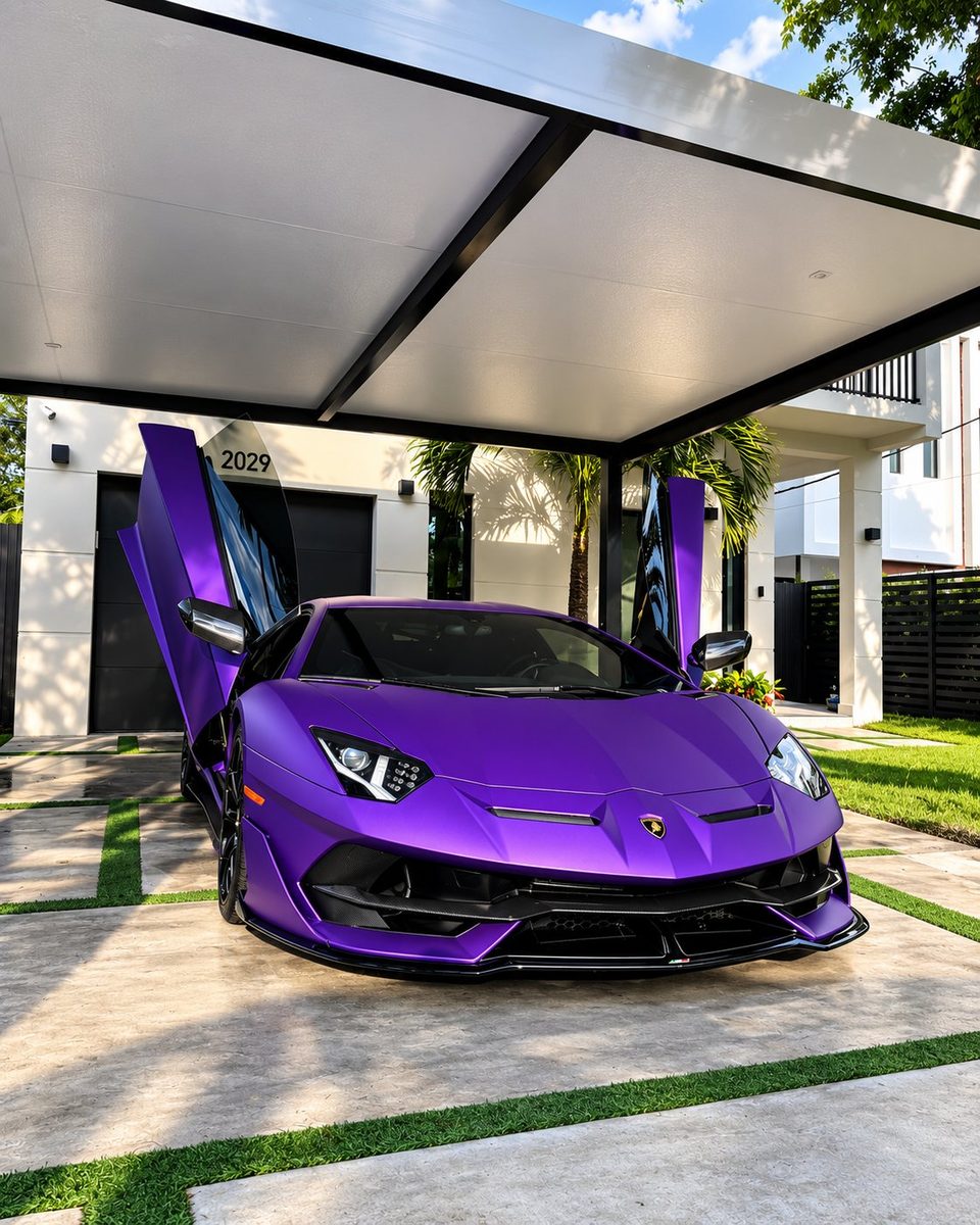 Purple Lamborghini after exterior detailing
